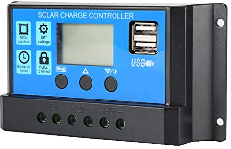 Lamker 30A 12V 24V Regolatore di Carica Solare Regolatori PWM LCD Caricabatterie Controllore Solare Pannello con USB