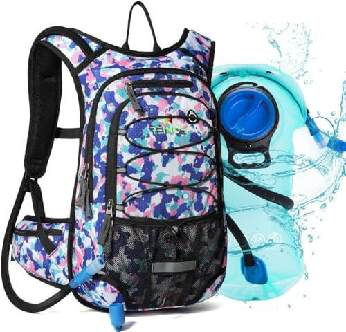 Trinkrucksack mit 3L Wasserblase für Damen & Herren Wanderrucksack mit Wärmedämmung | Laufen, Radfahren, Camping, Skifahren, Outdoor-Aktivitäten (Camouflage)