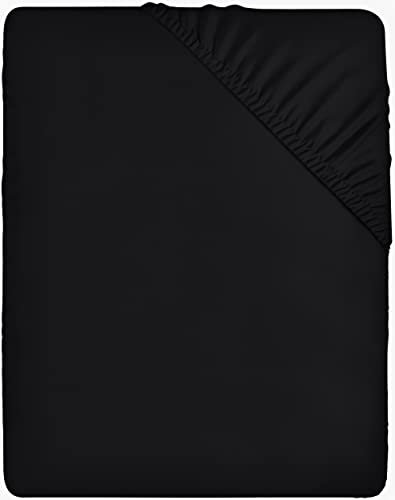 Utopia Bedding - Spannbettlaken 90x190cm - Schwarz - Gebürstete Polyester-Mikrofaser Spannbetttuch - 35 cm Tiefe Tasche