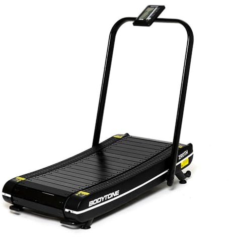 Bodytone - Cinta de Correr Plegable Curva - con Pantalla LCD y Conectividad Apps - Cero Consumo, Energía Autogenerada - Velocidad Ilimitada, Resistencia Magnética - ZROTH