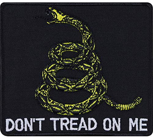 DON'T TREAD ON ME Biker Aufnäher gestickt Rocker Aufbügler/Patch zum annähen/aufbügeln | Motorradzubehör Geschenk Schlangen Applikation für alle Stoffe | 80x90mm