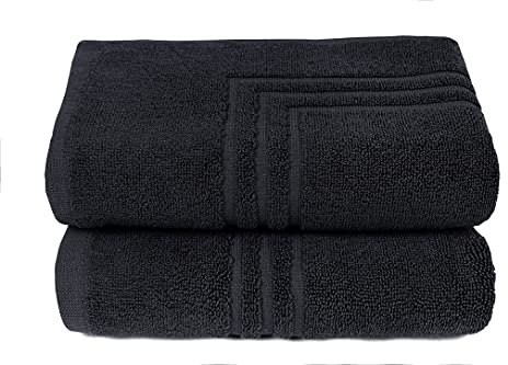 MAURAHOME - 2er Pack Badvorleger, Frottee Duschvorleger, 100% Baumwolle Badematte 50x70cm, Badteppich Schwarz, Badvorleger rutschfest Waschbar, Badezimmerteppich, Schnelltrocknend Duschvorleger