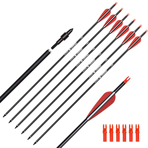 Elong 6 Stück Pfeile 28 Zoll Carbonpfeile Bogenpfeile Jagdpfeile für Bogen Recurvebogen Langbogen und Traditionellen Bogen Outdoor Zielschießen