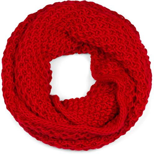 styleBREAKER Unisex Strick Loopschal grob gestrickt, Uni Schlauchschal, Winter Strickschal, Grobstrick Schal 01018157, Farbe:Rot