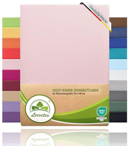 Premium Kinder Spannbettlaken leevitex® | 1er Set | Für Babybett & Kinderbett 70 x 140 cm | 100% hochwertige Mako-Jersey-Baumwolle - 170 g/m² | Öko Tex geprüft | Rosa