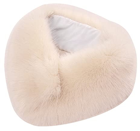 MoreChioce Damen Schal mit Pelzkragen, warm, Winter, Schal, Kunstfell, Fuchs, Damen, Schalkragen, Winterpelz, zum Skifahren, Reisen, Urlaubsgeschenke, Mädchen, Warmer Schal, Beige