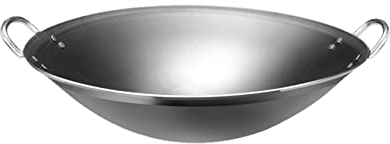 YYUINU Grande wok in ferro commerciale, wok a due orecchie, non facile da arrugginire, 60 x 60 x 18,7 cm