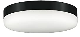 Licht-Erlebnisse Deckenleuchte aus Metall & Glas in schwarz D:32cm E27 wechselbar für Bad Badezimmer Küche Flur minimalistisch Deckenlampe Innen
