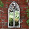 MAISONICA 75cm Gothic Style White Distressed Garden Mirror - Indoor/Outdoor Use