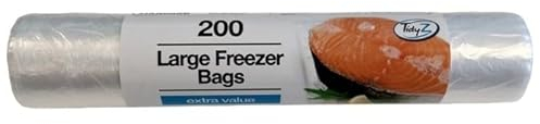 Tidyz Large Freezer Food Bags Rolll of 200 Food Prep Accessories & Storage, Clear