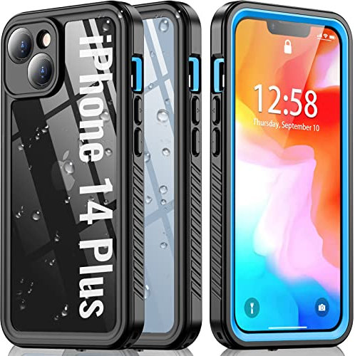 Oterkin for iPhone 14 Plus Case,iPhone 14 Plus Phone Case IP68 Waterproof Dustproof Shockproof, with Built-in Screen Protector Full Body Sealed Protective Case for iPhone 14 Plus 6.7 inch Blue