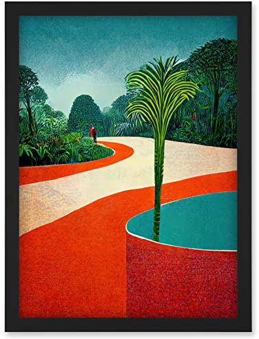 Doppelganger33 LTD Modern Abstract Orange Jungle Artwork Framed Wall Art Print A4