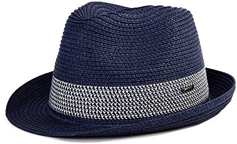 Comhats Panamahut Chapeau de soleil Chapeau de paille Fedora Fait main Homme, 16010_Noir-bleu, XL