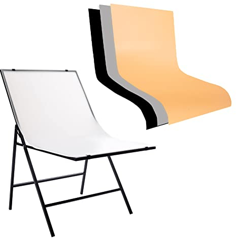 BOLLUMA Photography Shooting Table with 3 PVC Backdrops, 60x100cm / 24x39.4in Still Life Shooting Background Stand, Easy to Clean, Foldable and Portable for E-Commerce Product and Product Display