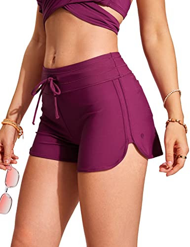 CRZ YOGA Pantaloncini da Bagno da Donna Pantaloncini da Bagno con Coulisse ad Asciugatura Rapida da - 7.6 CM Fucsia 46