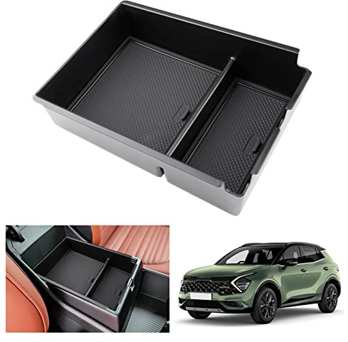GAFAT Compatible with Kia Sportage NQ5 2022-2024 2025 (Automatic Transmission) Centre Console Storage Box, Sportage 2023 Armrest Organiser Tray Glove Box (Black 2)