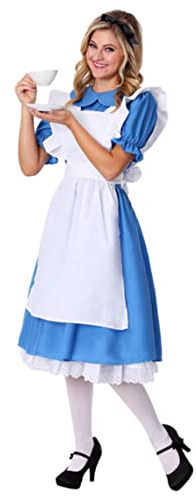 WEITING Alice im Wunderland Party Cosplay Kostüm Anime Dienstmädchen Uniform Süßes Lolita Kleid Halloween Kostüme für Damen, Blau, M