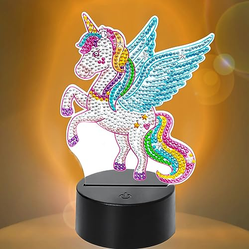 Geschenk Mädchen 4 5 6 7 8 9 10 Jahre, Basteln Mädchen 5 6 7 8 9 10 Jahre, Diamond Painting Einhorn Geschenke für Mädchen,Bastelset Mädchen 8 Jahre Mädchen Spielzeug Nachtlicht Mosaik Bastelset Kinder