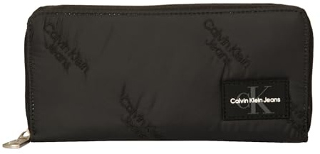 Calvin Klein Jeans CK Damenbrieftasche mit Logo-Stickerei auf dem gesamten Stoff, Artikel K60K611243, 19 x 10 x 2 cm (ungefähr), BDS Black/Nero, UNICA - ONE Size