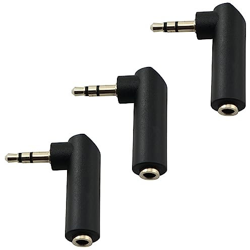 BLLNDX Angle 3.5mm Audio Adapter 3PCS Male to Female 90 Degree Right Angle Gold-Plated TRS Stereo Jack Plug AUX Connector for Headset Tablets MP3 Players Game Controller Speakers