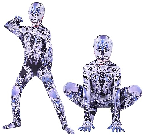 Tomicy Venom Kostüm Kinder Cosplay Kostüme Superhelden Bodysuit für Jungen S Anzug Kinder Bodysuit mit Cosplay Accessories für Junge Halloween Karneval Cosplay