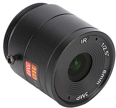 Cyrank Lente De Cámara CCTV De 6mm Y 3 MP, Lente De Cámara De Seguridad F1.4 Professional CS Mount 1/2.5 Lente De Longitud Focal Fija para Cámara De Vigilancia De Seguridad
