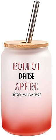 Planetee Verre Cocktail danse c'est ma routine | Idée Cadeau Verre à Eau avec Paille