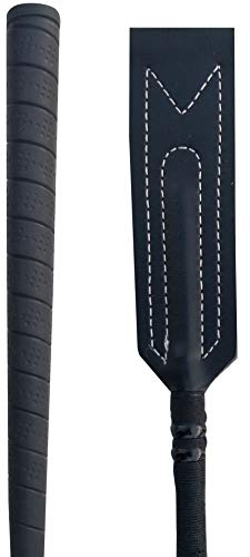 Hunters Saddlery Reitgerte aus Leder für Pferde, Sprungschläger, Jockey-Peitsche, Show, Springen, Rennstock, Reitsport, Pferde (Schwarz, 63 cm)