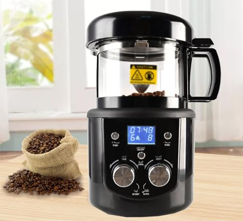 Kaffeebohnen Röster Maschine,Automatische Kaffeebohnen Röster Home Use Air Kaffeeröster mit einstellbarer Timer Rösten Heizung und Lüfter Einstellung,220V