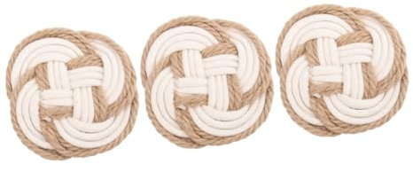 HOMSFOU 3pcs Braided Coasters for Drinks Macrame Coasters Weave Coaster Ratten Rattan Tablemats Pads Cotton Rope Coasters Woven Placemats Hand Decor Handmade Coasters White Manual Pot Rack