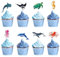 WERNNSAI 32 Stück Ozean Cupcake Toppers – Geburtstagsparty Kuchendekorationen Kinder unter dem Meer Party Tortendeko Meerestiere Kuchen Dekoration Shark Hai Muffin Deko Geburtstagsdeko Zubehör Blau