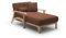 Cavadore Longchair Billan / Freistehende Recamiere im skandinavischen Design mit Bett und massivem Holzgestell in Buche / 109 x 88 x 185 / Mehrfarbiger Strukturstoff, Rot-Braun