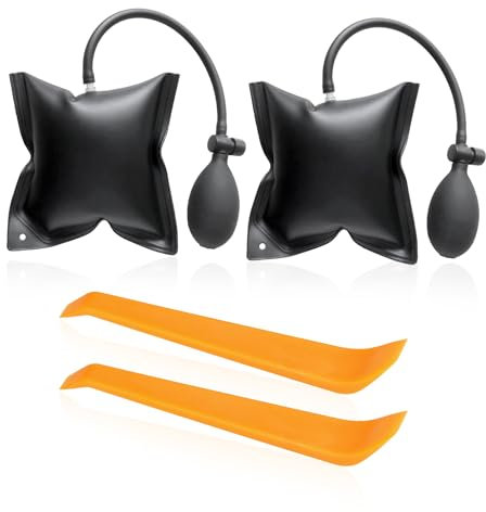 MAXQUU 2 Pcs Black Mounting Cushions and 2 Pieces Crowbars, Lifting Pad with Load up to 200 Kg, Air Cushion Jack, Mounting Cushion for Cars, Door and Window Assembly and Furniture Transport
