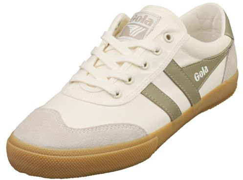 Gola Modische Badminton-Sneaker für Damen, Off White Feather Grey Gum, 8 UK