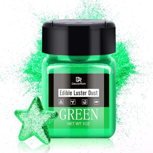 Essbarer Glitzer - 30g Essbarer Glitzerstaub Glitzerpulver für Backen, Getränke, Kuchen - Metallisch Pulver Staubpulver Lebensmittelfarbe zum Dekorieren von Lebensmittel, Cocktail, Keksen (GRÜN)