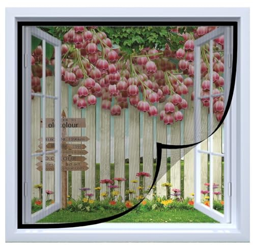 Insektenschutz-Fenster 55x135cm Fliegengitter Ohne Bohren Fliegennetze Gitter Fenster Mückennetz mit Klettband Insektengitter Fenstergitter Moskitonetz Fenster,Schwarz