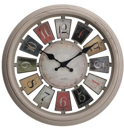 NUOVO Wohnzimmer große Wanduhr, Retro weiße Wanduhr, Innen- und Außenbereich leise und Nicht tickende farbige arabische Ziffer Wanduhr, Schlafzimmer und Küche Uhr (14 Zoll)