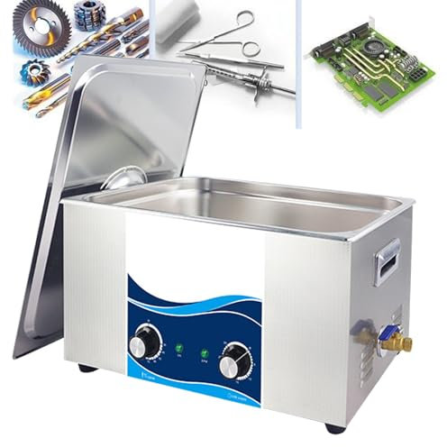 LNNLOO Ultraschallreiniger Aus Edelstahl (6,5 L, 10 L, 15 L, 22 L, 30 L), Drehknopfsteuerung, Normale Temperatur -80 °C, Heizung/0–30-Minuten-Timer, Für Rasierapparate, Ohrringe, Brillen,30L