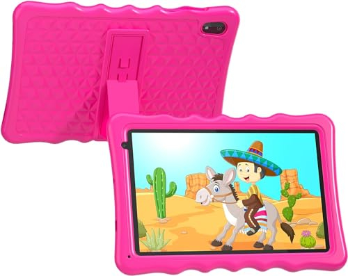 Tableta infantil Android 13 de 10,1 pulgadas para niños, 4 GB de RAM 32 GB ROM 5000 mAh batería, tabletas para niños pequeños con Bluetooth, wifi, seguridad para niños, cámara dual, funda a prueba de