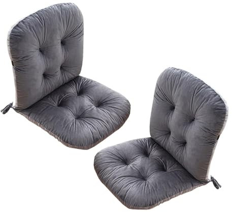 FYHTC 45 X 80 cm Stuhlkissen mit Rückenteil, Rückenkissen mit Riemen, Polsterung für Niedrige Rückenlehne, Gartenstuhl Auflage für Stühle/Bänke zu Hause(Dark Gray,2 Pack)