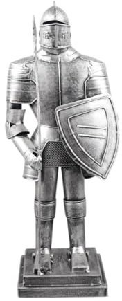 Gralara Mittelalterliche Ritterfigur aus Metall, Ornament, Tischdekoration, Höhe 40 cm, Samurai-Skulptur, Silbrig