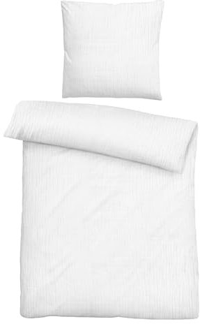 biberna Bettwäsche Musselin 0480500 Uni 1x 155x220 cm + 1x 80x80 cm, Weiss