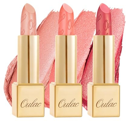 OULAC Metallic Shine Matte Lipstick Set, Orange Lipstick Set Glitter Long Lasting Lipsticks, High Impact, Ultra Hydrating Lip Color, 4.3 g*3(GM09+GM11+GM12)