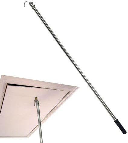 Loft Ladders Pull Down Pole, Loft Ladder Pole with Hook, Stainless Steel Loft Hatch Pole, Multi-Functional Attic Pull Down Hook, Spliced Pulling Hook Loft Pole for Home Hotel