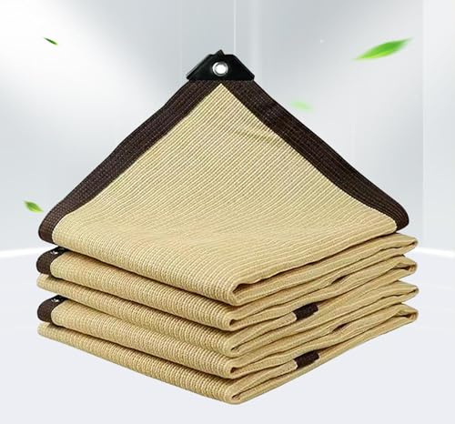 KSQP Telo Ombreggiante Occhiellato 4x4 6x8 Vela Teli Ombreggianti da Esterno Rete Parasole Anti UV Parasole 90% Anti-UV Occhielli Balconi Esterno Serra Rete Frangivento,beige-5x5m