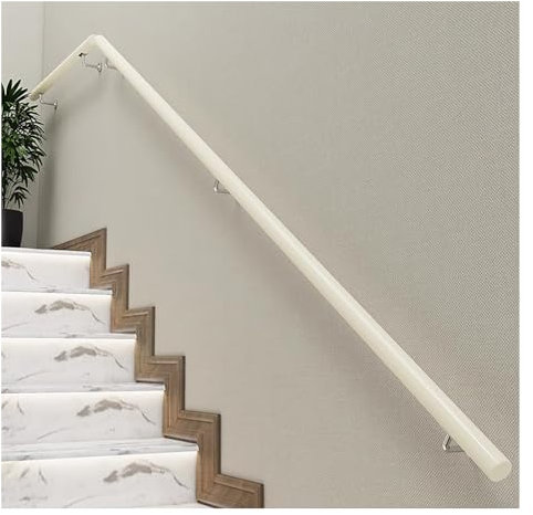 Robuste Holztreppe il 3,3 m (10,8 Fuß) Wandmontierte Bannisterschiene für Treppenunterstützung, ideal für ältere Menschen und Kinder, komplettes Set, Weiß