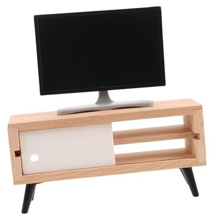 Abaodam Miniatur-TV mit Schrank, realistisches LCD-Display für Puppenhaus, Wohnzimmer, Schlafzimmer, Dekor-Zubehör für Puppenhaus-Möbel und Zubehör, sortiert