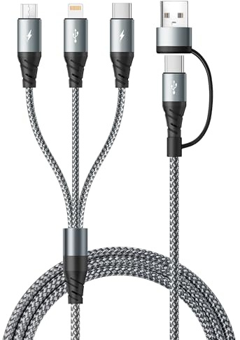Miger Cavo Ricarica Multiplo 5 in 1,USB A/C Multi Cavo di Ricarica [1.2M]