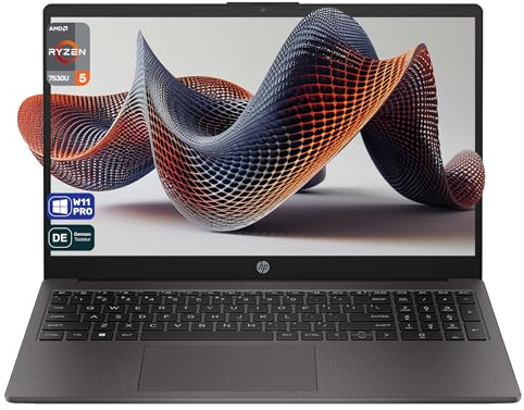HP 255 G10 Business Laptop, AMD Ryzen 5 7530U, 16 GB DDR4 RAM, 2 TB PCIe SSD, 15.6 IPS FHD Display, AMD Radeon Graphics, QWERTZ Tastatur, Windows 11 Pro, Anthrazit