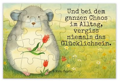 Mr. & Mrs. Panda Puzzle Chinchilla Blume Design 24 Teile - Geschenk, Geduldspiel, Legespiel, Chaos, 1000, Chinchillas, Glücklichsein, 500, Büro, 2000, Lustige Sprüche, Liebeskummer